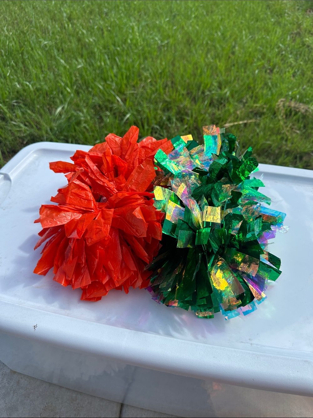 Orange & Green Lazer Poms!
